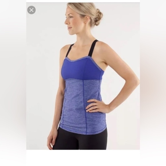 Lululemon Catch me Tank Tonka stripe blue black pigment women’s 8 top - Picture 3 of 16